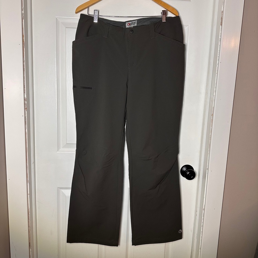 Guide Series Womens Outdoor Hiking Pants Size 14 Dark Olive Green Stretch Nylon